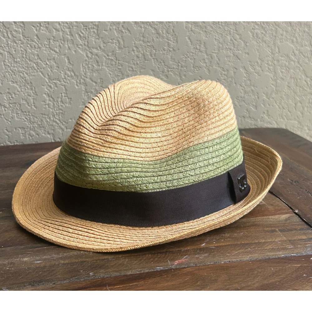 John Callanan Legacy Limited Edition Toyo Straw Fedora Hat Medium Tan Green